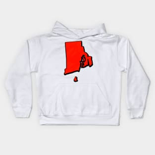 Bright Red Rhode Island Outline Kids Hoodie